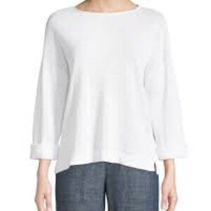EILEEN FISHER 3/4-Sleeves Organic Linen Sweater PM